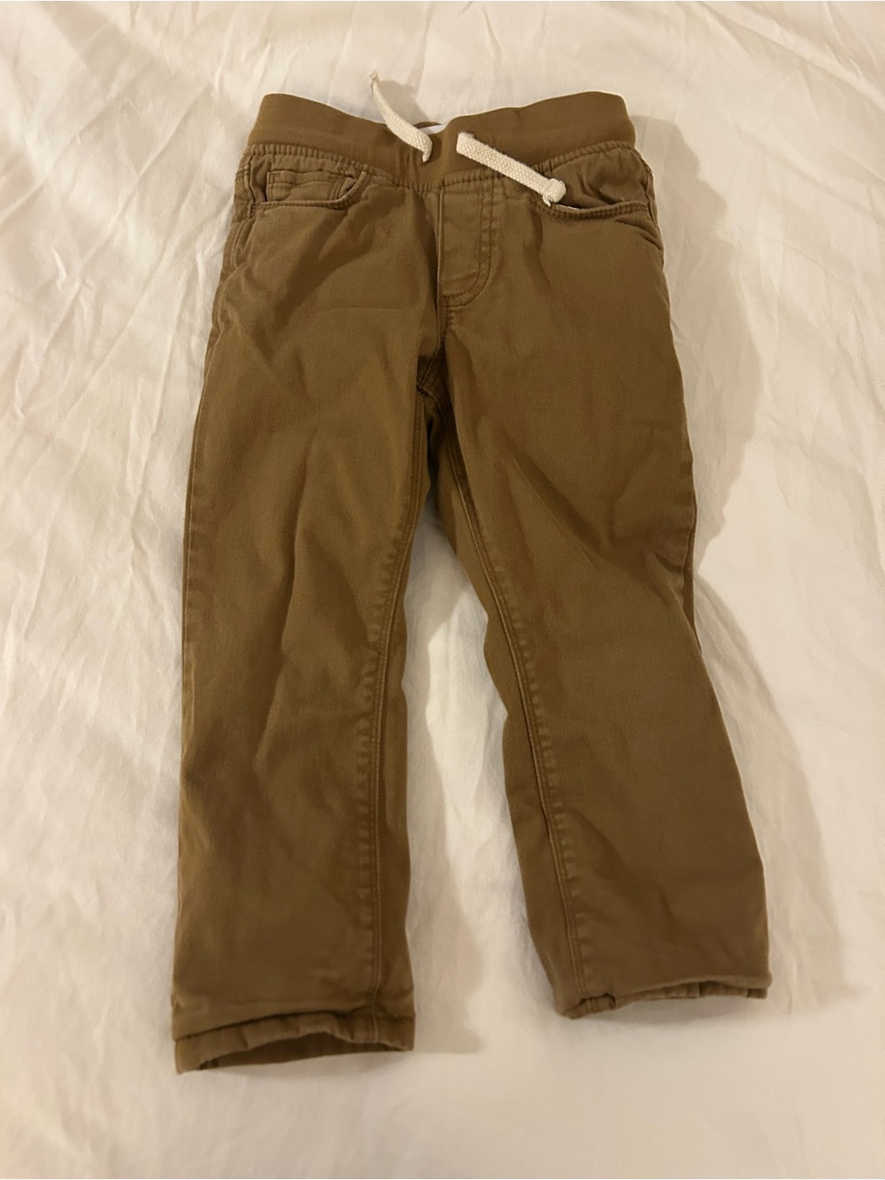 Old Navy Kids Casual Drawstring Pants - Tan with red buffalo plaid lining